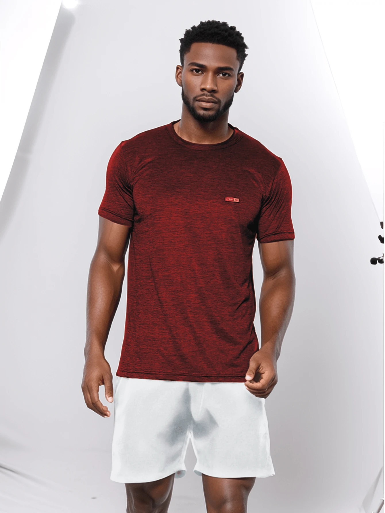 Men's DryFit Set Men's T-Shirt + Gym Shorts Short Sleeve Shirt And Tactel Bermuda Shorts - 紅色 - 查看 1