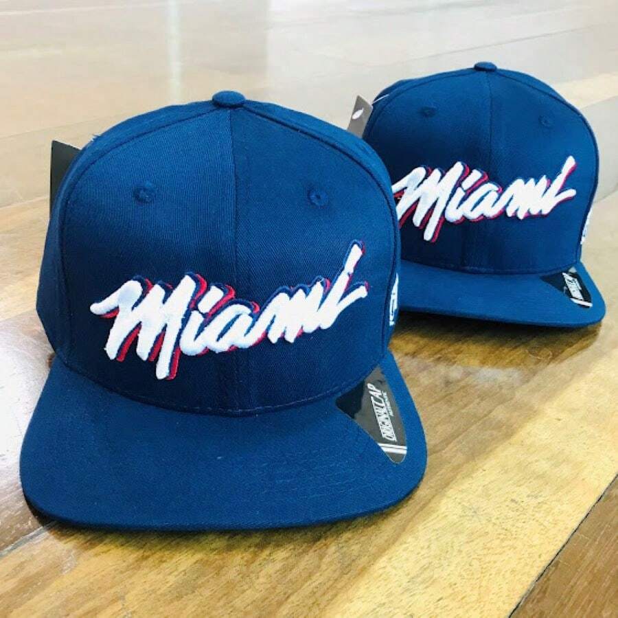 Miami City Blue Straight Brim Cap, Men's And Women's, Embroidered With Adjustment - 藏蓝色 - 查看 1
