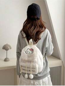 Sanrio 1pc Plush Backpack, Large Capacity Backpack With Embroidered, And, Suitable For Girls, Great Gift For Friends,Boho Vibes