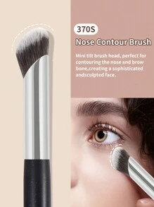 MAANGE 5pcs Professional Facial Makeup Brush Set With Paper Box,Loose Powder Brush Blush Brush Foundation Brush Contour Brush Nose Contour Brush,Makeup Tools With Soft Fiber For Powder,Liquid,For Easy Carrying,Brush For Travel.Gift For Women&Girls - 黑色 - 查看 7