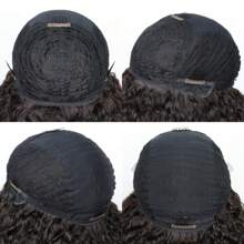 Afro Kinky Curly Wigs With Bangs 200% Density Brazilian Remy Human Hair Wigs Short Afro Curly Wigs For Women 18 Inches Blend Hair Wig - #1B 黑色 - 查看 7