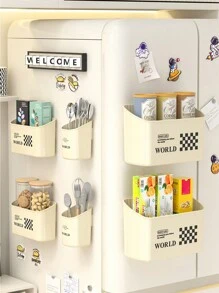 Hộp lưu trữ từ tính đa năng - Giá treo tường không cần khoan cho nhà bếp, phòng tắm và nhiều nơi khác - Tổ chức bằng nhựa có thể mở rộng - Màu be - Xem 3