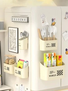 Hộp lưu trữ từ tính đa năng - Giá treo tường không cần khoan cho nhà bếp, phòng tắm và nhiều nơi khác - Tổ chức bằng nhựa có thể mở rộng - Màu be - Xem 7