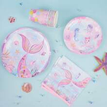 24 chiếc khăn ăn bằng giấy hình nàng tiên cá, đĩa tiệc màu hồng, đồ dùng dùng một lần cho tiệc, đĩa tráng miệng, cho bé gái dưới biển, bộ đồ ăn tối cho tiệc sinh nhật, đồ trang trí tiệc, 24 khách - Nhiều màu - Xem 4
