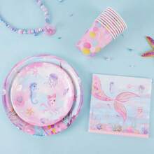 24 chiếc khăn ăn bằng giấy hình nàng tiên cá, đĩa tiệc màu hồng, đồ dùng dùng một lần cho tiệc, đĩa tráng miệng, cho bé gái dưới biển, bộ đồ ăn tối cho tiệc sinh nhật, đồ trang trí tiệc, 24 khách - Nhiều màu - Xem 7