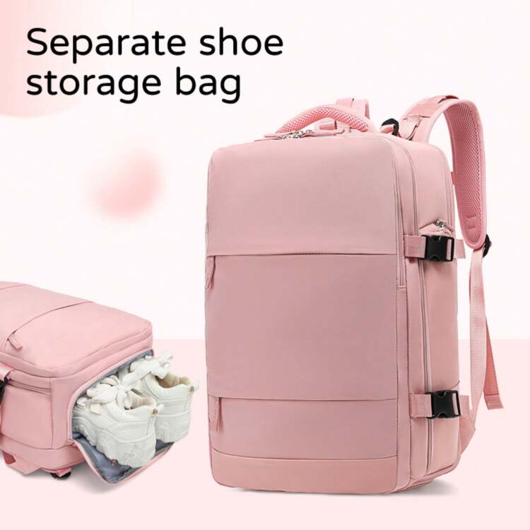 Travel Backpack For Airplane Cabin 45x36x20 For Vueling, Ryanair | Waterproof And Spacious Hand Luggage With Shoe Compartment | Multifunctional Anti-Theft Backpack For Travel And Business Trips(2210-001) - 淡紫色 - 查看 6