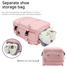 Travel Backpack For Airplane Cabin 45x36x20 For Vueling, Ryanair | Waterproof And Spacious Hand Luggage With Shoe Compartment | Multifunctional Anti-Theft Backpack For Travel And Business Trips(2210-001) - 淡紫色 - 查看 8