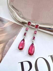 E.C Bijoux And Jewelry BEAUTIFUL LUXURY LONG ZIRCONIA EARRINGS - 銀色 - 查看 2