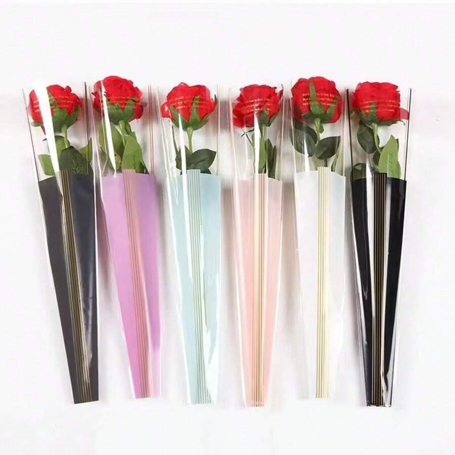 48 件花卉印花礼品袋，适用于玫瑰、花束、花店 - 情人节、父亲节、母亲节、毕业礼物包装 - 三生線單支袋 - 查看 1