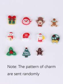 1 件装树脂圣诞美甲装饰，点亮后具有夜光效果，可爱卡通麋鹿圣诞老人松树礼物姜饼人花环雪人图案指甲平背饰物，DIY 3D 圣诞冬季美甲配件工具，美甲用品 - 查看 11