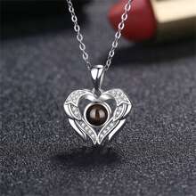 Love Light Luxury Heart Necklace Nano Projection Photo Memory Necklace S925 Silver Necklace To Girlfriend Wife Holiday Box Gift