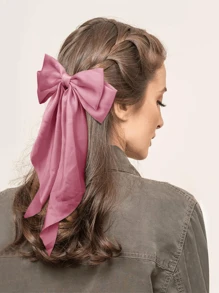 3 件装丝缎蝴蝶结发夹，大号蝴蝶结长丝带可爱发饰，圣诞蝴蝶装饰时尚金属夹发夹红色和绿色