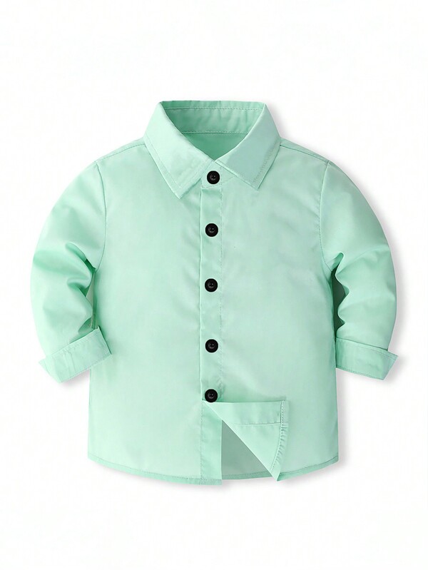 Tween Boy Solid Color Casual Shirt, Fashionable Stylish Button Up Top