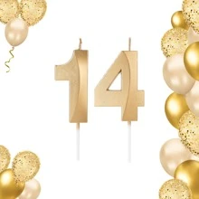 2 Birthday Candles Number Design Gold Various Ages - 14/41歲 - 查看 1
