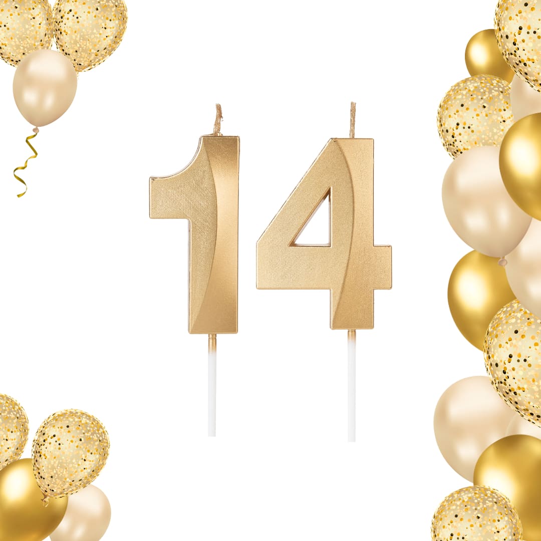 2 Birthday Candles Number Design Gold Various Ages - 14/41歲 - 查看 1