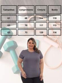 Kit 3 Peças - Camiseta Feminina Dry Fit Plus Size Poliester Academia - Multicolorido - Visão 11