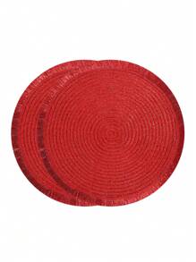 Set di tovagliette circolari intrecciate con glitter e nappe, set di sottobicchieri naturali intrecciati, lavabili e antiscivolo, adatti per tavoli da pranzo, riunioni domestiche, Ognissanti, Natale, feste di matrimonio, disponibile in 2, 4 o 6 pezzi (38 cm)