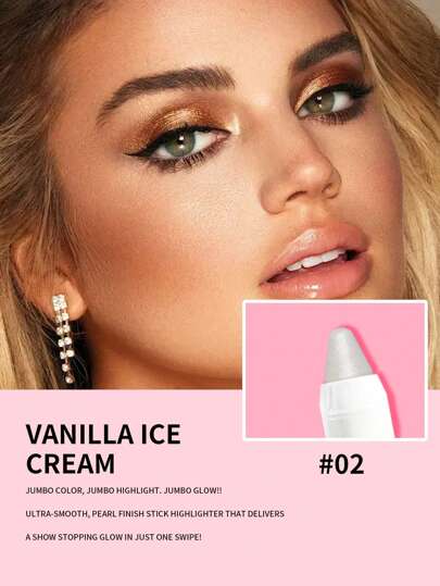  NYX Jumbo 多用途高光棒 02 香草冰淇淋色 2.7g/0.95 盎司 香草冰淇淋 强烈高光效果 | 均匀遮盖 & 持久光泽 | 增强面部轮廓 | 富含荷荷巴油，带来自然光泽 | 细尖 & 细颗粒 | 适合所有肤质 | 适合日常使用