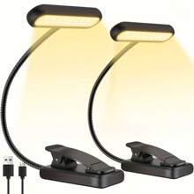 1pc/2pcs Adjustable Brightness & Color Temperature Clip-On Reading Light, Flexible & Portable For Bedside, Bedroom, Book Reading, Available In Black, White, Pink
