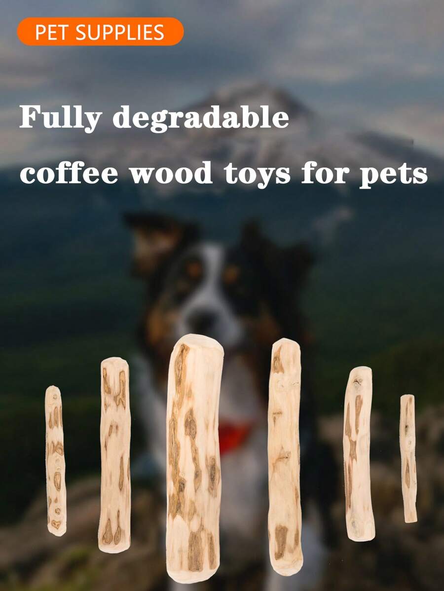 1pc Natural Coffee Wood Dog Chew Stick - Durable Teeth Health Chewing Toy, Suitable For All Breeds, Multiple Size Packaging, Suitable For Chewing And Playing - Beige - View 1