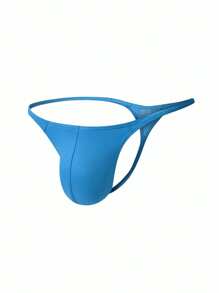 3  Pack Men's Nylon Thongs - Seamless T-Back, Sexy Low Rise Briefs, G-String Bulge Pouch Underwear - 黑/藍/橙 - 查看 4