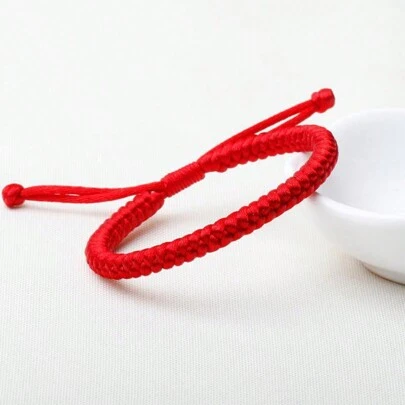 1 pièce Bracelet tressé à la main en corde rouge, bracelet de couple en fil rouge du zodiaque chinois, corde de main de bénédiction et de paix, cadeau de la Saint-Valentin, cadeau pour garçons et filles, cadeau de Noël, du Nouvel An et de la Saint-Valentin en polyester