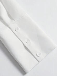 QIANZHIDU Women's Elegant Solid Color Necktie Blouse, Suitable For Office, Interview, Work, Valentine's Day, New Year - White - View 9