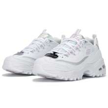 Skechers D'LITES 1.0 系列休闲鞋，白色复古全息女式运动鞋，适合健身锻炼和日常通勤，37 码及以上建议选购小半码，66666200-WHT - 白色 - 查看 6