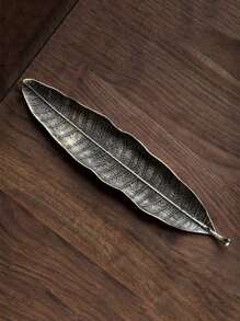 1pc Gold, Silver, Bronze, Green Long Leaf Metal Incense Stick Holder Plate, Rama Incense Burner - Gold - View 27