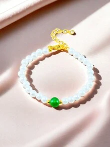 1 chiếc vòng tay ngọc trai giả phong cách Trung Hoa mới, vòng tay hạt thủy tinh xinh xắn & ngọt ngào, thiết kế độc đáo, phù hợp với các bé gái và BFF - Nhiều màu - Xem 7