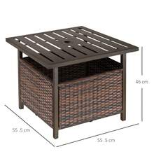 Outsunny Outdoor Rattan Wicker Patio Coffee Table W/ Umbrella Hole Suitable For Garden Backyard Brown - Brown - View 5