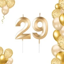 2 Birthday Candles Number Design Gold Various Ages - 29/92年 - 查看 1