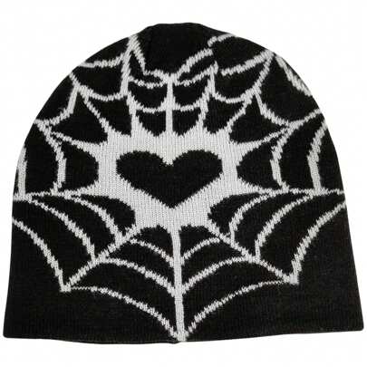 Dalura Gorro Marinheiro Lenhador Teia com Coração Adulto Estilo de Rua Unissex Casual Acrílico Inverno