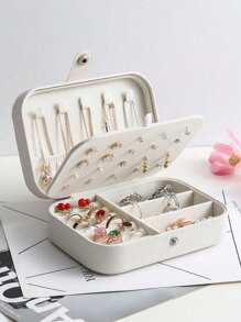 1pc Jewelry Storage Box, Portable Makeup Organizer Box For Necklace, Ring, Lipstick, Brush, Eyeshadow Palette, Cosmetics, Skincare, Nail Polish, Perfume, Stationery And Digital Accessories