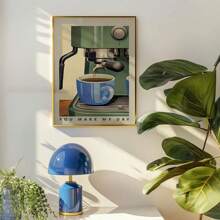 Tranh in trên vải canvas - Hình minh họa máy pha cà phê espresso với câu nói truyền cảm hứng "Bạn" - Không khung, thích hợp trang trí nhà bếp, quán cà phê - Quà tặng cho người yêu cà phê - Nhiều màu - Xem 7