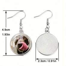 1 par de aretes personalizados, accesorio de joyería para mujer con gancho circular decorativo y foto personalizada. Plateado, elegante, colorido, vintage, sencillo, unisex, casual, lindo, personalizado, único, regalo ideal para él, ella, novio, novia, papá, mamá, familia, amigos, para aniversarios, cumpleaños, graduación, fiesta