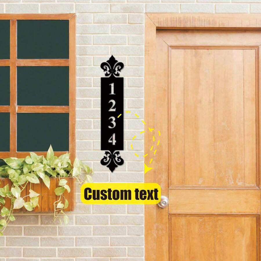 1 Piece Custom Metal Door Number Plate - Personalized Address Plates, House And Street Name Labels For Front Doors - Waterproof And Durable, Easy To Install Personalized Metal Address Plates, Ideal Holiday, Housewarming Gift