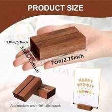 6 件/12 件木质座位卡架乡村风格桌号架木质标牌架照片卡展示木架适用于婚礼派对生日零售店办公室图片菜单装饰 - 棕色 - 查看 4