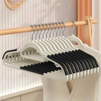 10 bucăți de umerase de înaltă calitate, care economisesc spațiu, fără marcaj, cu pernuțe de umăr - Design gros întărit, potrivite pentru uscare eficientă și organizare în casă și birou, design subțire rezistent la alunecare, umerase multifuncționale pentru haine uscate/umede, fără marcaj, primăvară, minimaliste, topuri de vară