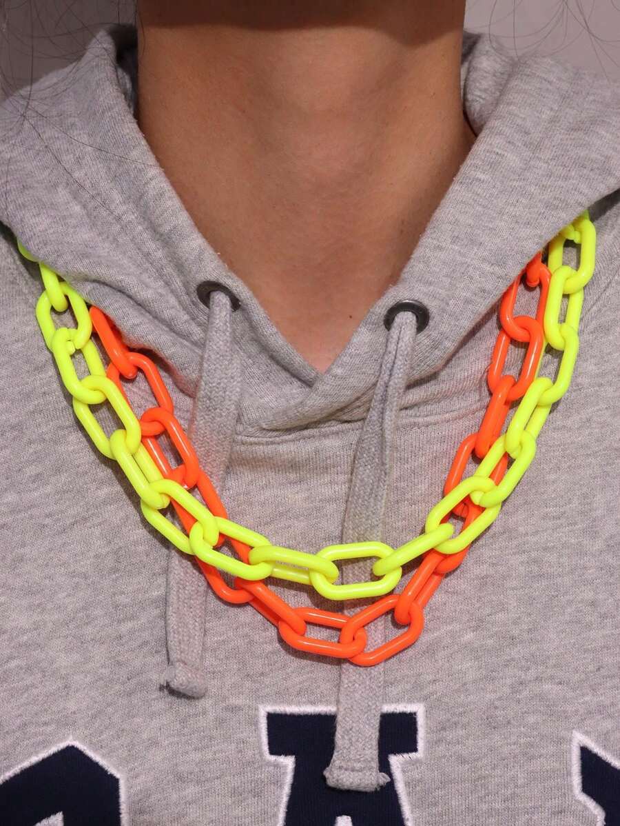 1 chiếc vòng cổ chuỗi khóa đơn bằng acrylic độc đáo phong cách Punk tối giản đầy màu sắc thời trang dành cho nam, trang sức đeo hàng ngày - Nhiều màu - Xem 1