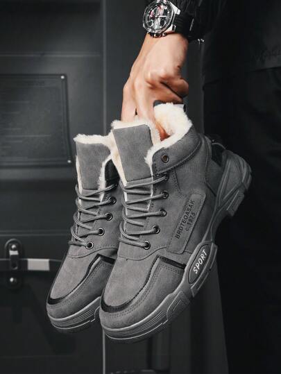 Cizme impermeabile pentru bărbați, căptușite termice calde, talpă groasă, cizme de zăpadă casual, stil britanic (model aleatoriu)