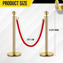 Ataucjin Stanchion Post With Velvet Rope,Crowd Control Barriers,VIP Stanchion Queue Pole Barrier Posts,Red Carpet Stanchion Set,Used For Theaters, Parties,Wedding,Exhibition,Gold - Gold-2pack - View 3