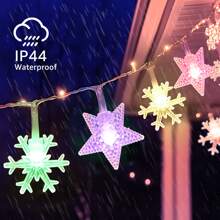 Aigostar Cadena de Luces Navidad, 2.5m Guirnaldas Luces con Pilas, 8 Modos Cortina de Luces con Temporizador, IP44 Impermeable Luces de Hadas para Interior, Exterior, Bodas, Fiesta (RGB) - Blanco - Ver 5