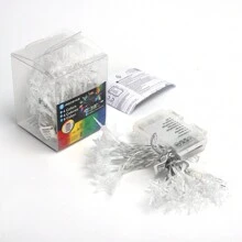 Aigostar Cadena de Luces Navidad, 2.5m Guirnaldas Luces con Pilas, 8 Modos Cortina de Luces con Temporizador, IP44 Impermeable Luces de Hadas para Interior, Exterior, Bodas, Fiesta (RGB) - Blanco - Ver 4