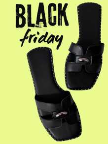 Women's Flat Sandals Flat H Flip Flops Everyday Casual Instant Shipping! - màu đen - Xem 1