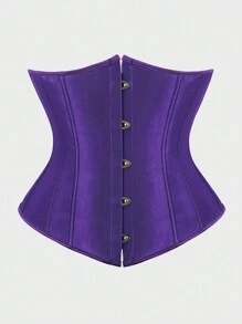 Underbust Corsets For Women,Corset Belt Tummy Control Lace Up Satin Corset,Under Boob Corset Women's Lingerie & Shapewear - 深紫色 - 查看 1