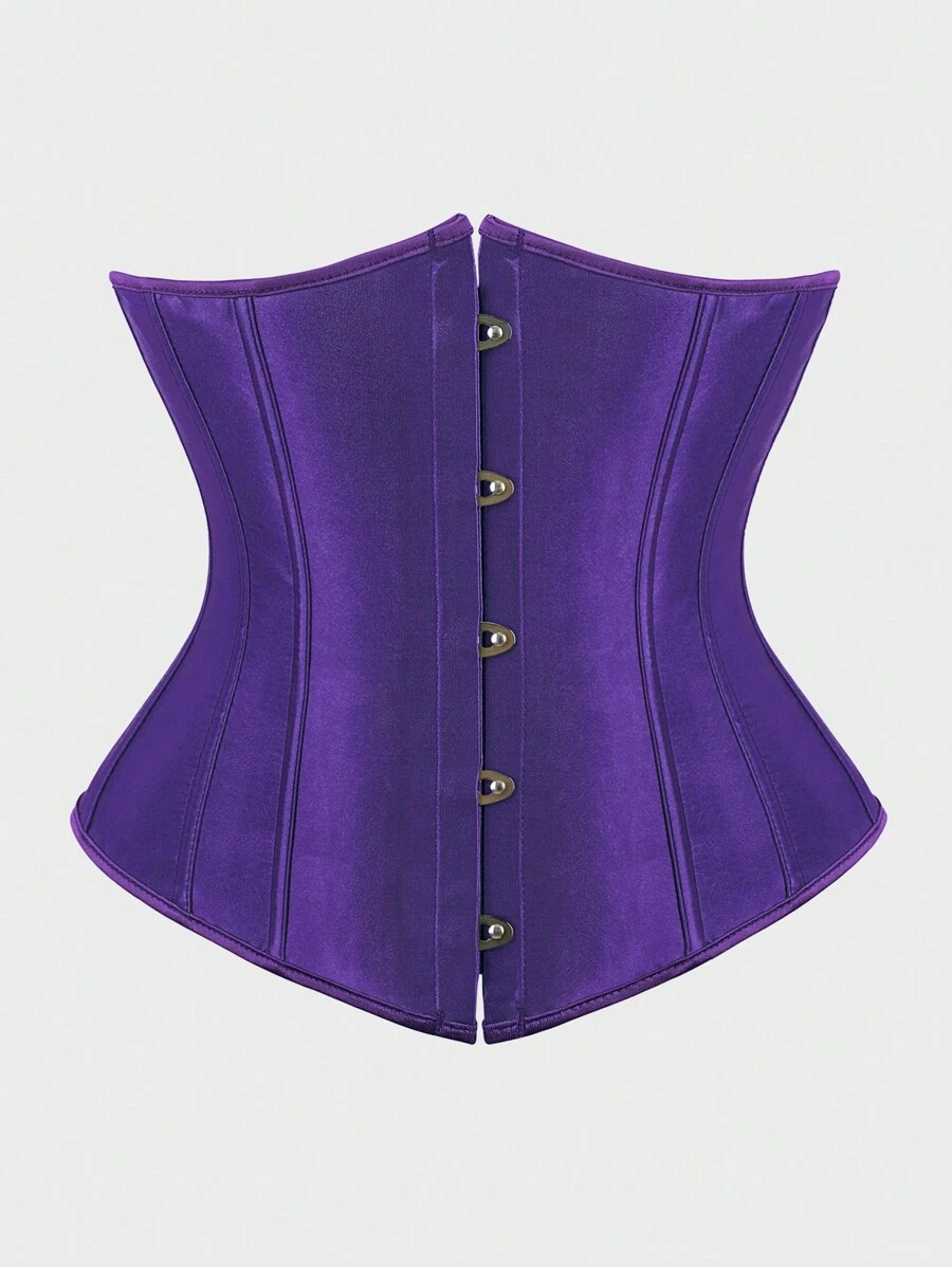 Underbust Corsets For Women,Corset Belt Tummy Control Lace Up Satin Corset,Under Boob Corset Women's Lingerie & Shapewear - 深紫色 - 查看 1