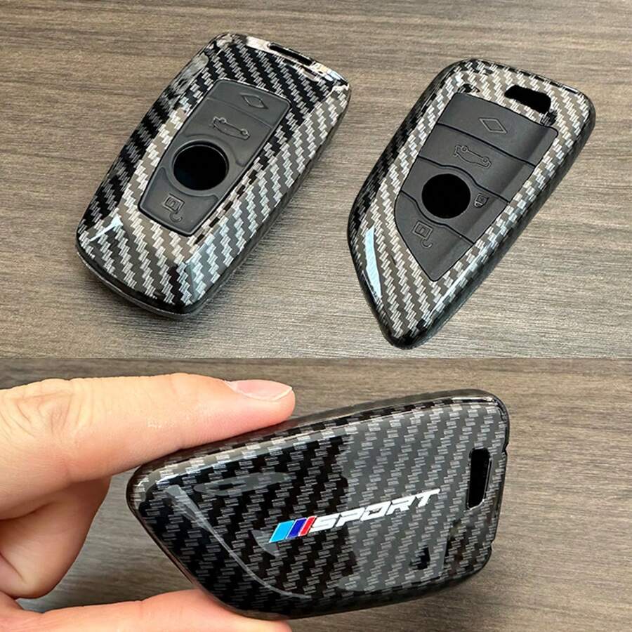 1 Peça Capa de Chave de Carro com Padrão de Fibra de Carbono, Protetor de Chaveiro de Carro para BMW Série 1 3 5 7 2 4 6 X, X1 X3 X5 X6 X4