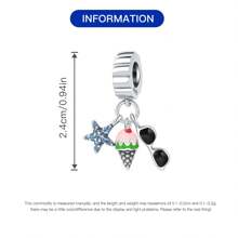 PANPOKI 1 Mặt dây chuyền kính mát hình sao biển bằng bạc Sterling S925 cho vòng tay, vòng cổ, phụ kiện trang sức tự làm phù hợp cho bé gái đeo làm quà tặng sinh nhật cho phụ nữ - Nhiều màu - Xem 5