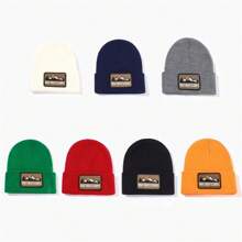 1 chiếc mũ len mùa đông dành cho nam và nữ có thêu hình đỉnh núi, mũ trượt tuyết ấm áp theo phong cách Châu Âu và Mỹ thời trang, mùa thu/đông - núi - Xem 1